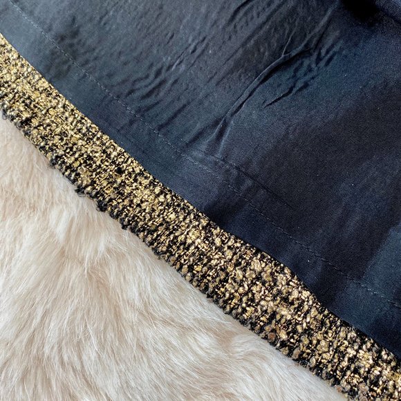 LOFT Black & Metallic Gold A-Line Short Skirt - Picture 9 of 10